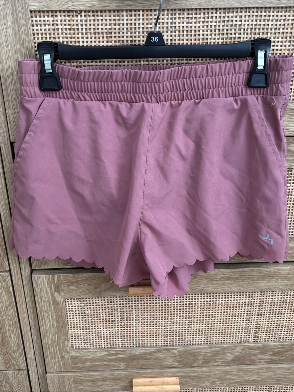 JoyLab Scalloped Hem Athletic Shorts — Mauve
